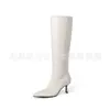 Botas de Caballero de Caña Alta para Mujer en Piel de Vaca, Nuevo Estilo Otoño/Invierno, Punta Fina, Tacón Alto Fino, Botas Altas hasta la Rodilla, Botas de Caña Recta para Mujer