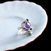 Joyería de Plata S925 Moda Anillo Abierto Morado de Circonita para Mujer Anillo de Dedo Índice de Zorro Anillo Abierto