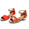Sapatos de Dança Latina para Meninas, Sapatos de Prática com Salto Médio para Crianças, Sapatos de Dança Padrão Nacional de Solado Macio para Adultos Iniciantes, Sapatos de Dança para Crianças