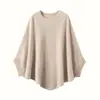 Suéter feminino de cashmere de ombro único com manga morcego irregular, pulôver de comprimento médio, estilo solto e relaxado, adequado para o trabalho