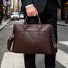 Bolso de hombre de cuero Crazy Horse, estilo casual, estilo maletín, estilo vintage, para negocios, para portátil de 15,6 pulgadas, bolso de hombro.