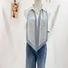 Bufanda Larga de Seda Sintética con Tacto de Alta Gama para Mujer, Bufanda Diagonal de Seda, Bufanda Larga de Rayas, Bufanda Estampada Versátil para Combinar con Abrigos, Estilo Primavera y Otoño