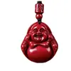 Pendente do Buda Maitreya de Cinábrio de Alto Teor Cristal Mineral Cru Dourado Roxo Vermelho Imperial Areia Colar Pingente do Ano do Zodíaco Venda por Atacado