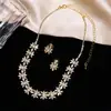 Nuevo Estilo Ins Transfronterizo Lujo Accesible Cadena de Garra de Cristal Super Brillante Collar Pulsera de Celebración de Banquete para Mujer Set Completo de Joyería de Diamantes
