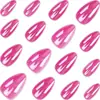 Unhas Wearable Mais Vendidas Transfronteiriças em Rosa Pitaya, Cor Sólida, Tiras de Unha de Comprimento Total, Unhas Amêndoa Curtas, Peças de Unha Brilhantes de Alto Brilho