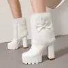 Moda Fashion Exportação Amazon Nova Outono e Inverno Botas de Cano Baixo com Salto Grosso e Sola Grossa 40-50 de Pelo
