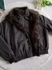 Chaqueta Corta de Algodón Gruesa Cálida de Invierno para Hombre con Cuello de Piel Sintética de Doble Capa Falsa, Estilo Americano