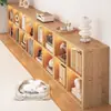Estante de Madeira Maciça Estante Doméstica Rack de Armazenamento de Livros de Chão Encostado na Parede Combinação Gabinete em Grade Armazenamento para Sala de Estar Estante Simples