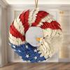 Corona del Día de la Independencia de Estados Unidos con estrellas y rayas, bandera transfronteriza personalizada para colgar en la pared, decoración de tela para ambiente festivo en el hogar.