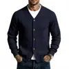 Sudadera Casual Suelta de Punto Vintage con Botones Jacquard de Color Sólido para Hombre Otoño/Invierno Transfronteriza Europea y Americana 2026