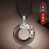 Collar con Colgante para Hombre Moderno Elegante Sencillo Versátil Obsidiana Hebilla de Seguridad Plata de Ley S925 Joyería para Mujer