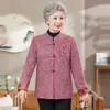 Roupas de outer wear de outono e inverno para mulheres de meia-idade e idosas, roupas estilosas de vovó, blusas plus size de caimento solto para mães, roupas para idosos