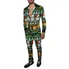 Exportação Europeia e Americana 2025 Novo Conjunto de Camisa de Manga Longa e Calça Casual Tendência Moda Natal Estampado 3D Masculino