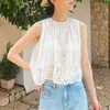 Top de encaje con retazos para vacaciones en el sur de Francia Conjunto de vestido tipo tank y falda blanca para mujer Moda de verano para mujer de Shenzhen Nanyou