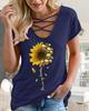 Comércio eletrônico transfronteiriço Amazon Nova camiseta feminina com estampa de caveira de girassol