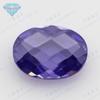 Huagang Gem Ovo Em Forma De Roxo Azul Dupla Tartaruga Face Zircon Nu Pedra Oval Xadrez Face Artificial CZ Ringed Face Gem