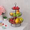 Estilo Ins Hierro Entrada Lujo Dorado Negro Celebridad de Internet Creativo Tres Niveles Plato de Frutas Mesa de Café Multicapa Exquisita Bandeja para Sala de Estar