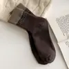 Meias Masculinas Meias Letra Outono e Inverno Terry Meias Masculinas Engrossadas Cano Médio Cor Blocada Quente Meias de Lã de Inverno Mulheres