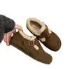Zapatos de mujer tipo mocasín estilo retro con plataforma interior, pantuflas forradas de felpa y forro polar, modelo nuevo para otoño e invierno, cálidos para clima nevado