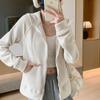 Chaqueta Deportiva con Capucha Gruesa y Forrada de Polar para Otoño e Invierno, Ropa Exterior con Cremallera, Sudadera Deportiva Ajustada para Mujer