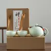 Juego de Té Kung Fu Portátil para Viaje con Tetera de Cerámica Xishi, Juego de Una Tetera y Dos Tazas o Cuatro Tazas, Regalo Creativo Personalizado