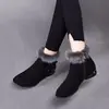 Botines cortos para mujer Otoño/Invierno 2026, con tacón grueso, forro de felpa para abrigar y suela antideslizante.. Estas botas estilo Martin, de moda, con punta redonda y tacón bajo, están hechas de algodón.
