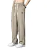 Calças de seda gelada masculinas, finas, retas, soltas, de secagem rápida, leves, esportivas, casuais, calças de rua americanas, para todos os gostos