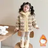 Suéter de Inverno Fair Isle para Meninas 2025 Nova Jaqueta Acolchoada Estilo Coreano Infantil Roupas de Algodão Grossas e Quentes para Bebê