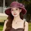 Sombrero de Pescador de Organza Floral de Ala Ancha para Mujer, Sombrero Elegante y con Estilo para Protección Solar, Sombrero de Playa de Moda para Viajes