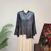 [Li] Nova camisa elegante estilo chinês tinta e lavagem retrô modelagem solta afina a silhueta, top novo design outono 2026