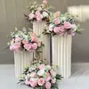 Decoración de Ceremonia de Área de Entrega con Decoración de Columna Romana, Adornos de Área de Entrega, Flores Artificiales, Bolas de Flores, Decoración de Escena de Columna de Flores
