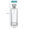 Botella de perfume transparente cilíndrica engrosada con boquilla selladora, disponible en múltiples tamaños, botella de envase en spray para viaje portátil