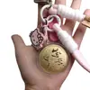 Chaveiro Dourado Ouro Puro 999 Título da Lista de Ouro Princesa Por Favor Fique Rico Série 520 Bolsa Rosa Pingente de Celular