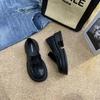 Zapatos Mary Jane Franceses de Cuero Pequeños para Mujer Verano 2025 Nuevo Estilo Slip-On Zapatos de Plataforma de Suela Gruesa Mocasines Zapatos Negros