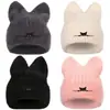 Gorro de Punto con Orejas de Gato Nuevo Transfronterizo Gorro de Lana Bordado Lindo Cálido de Otoño e Invierno Gorro Jersey Comercio Exterior Gorro para el Frío