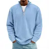 Nuevo Suéter Otoño 2025 Europeo y Americano para Hombre Casual Cuello Alto Cremallera Pana Manga Larga Camisa Polo para Hombre