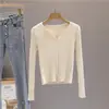 Cardigan Tricô Shanlida Di Primavera e Outono Feminino 2026 Outono e Inverno Novo Casaco Outerwear Emagrecedor Gola V Manga Longa Suéter Casaco Top
