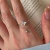 Anillo de Borla de Diamantes Redondos de Mariposa Brillante Estilo Japonés-Coreano Suave Sentido Roto Cadena de Insectos Zircón Flor Mariposa Anillo de Dedo Índice