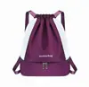 Bolsa de Ginástica Simples de Grande Capacidade Bolsa de Natação com Compartimento Seco e Úmido Compartimento Independente para Sapatos Bolsa de Yoga Mochila com Bolso de Cordão