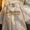 Camiseta tie-dye de manga curta de marca de moda feminina solta com bordado de letra camiseta de meia manga estranha roupas de casal roupas super quentes ins