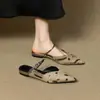 Sandalias Planas de Punta para Mujer, Estilo Nuevo de Verano 2025, Elegantes y Lujosas Sandalias con Tira de Leopardo, Punta Cerrada