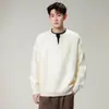 Suéter falso de duas peças com gola Henry para homens, inverno de alta qualidade, ano do zodíaco vermelho, camisa base de tricô com gola redonda para homens