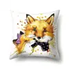Funda de Almohada de Poliéster de un Solo Lado con Pintura al Óleo de Animales Funda para Cojín de Sala de Estar Hogareña Funda para Almohada de Cama de Dormitorio