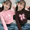 Camiseta Base de Terciopelo Doble Cara para Niñas Otoño e Invierno Nueva Camiseta de Manga Larga Cálida Estilo Bebé de Cuello Alto