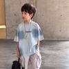 Ropa Infantil Aimo Beibei 2026 Verano Camiseta de Manga Corta con Letras Pintadas en Spray para Niños Ropa de Verano para Niños Top Degradado 100% Algodón