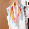 Pañuelo Cuadrado de Imitación Seda Estilo Playa Estampado de Limones y Frutas Chal Versátil Pañuelo para el Cuello Pañuelo de Seda Pañuelo para el Sol para Mujer
