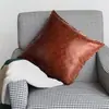 Europeo y Americano Funda de Cojín para Sofá Cama Cuero PU para Coche Funda de Almohada Hogar Cojín Cuadrado Hecho