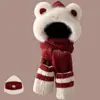 2026 Nuevo Modelo Sombrero de Peluche de Oso a Prueba de Frío y Cálido, Bufanda y Guantes Todo en Uno para Mujer, Sombrero Grueso de Invierno para Ciclismo con Protección para las Orejas