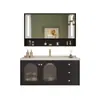 Conjunto de Gabinete de Banheiro em Carvalho Estilo Francês, Lavatório de Banheiro, Gabinete com Lavatório para Vaso Sanitário, Cuba Integrada de Cerâmica, Feito Sob Medida