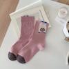 Meias Mekki para Mulheres, Novas Meias de Cano Médio para Primavera e Outono, Meias de Algodão com Urso 3D, Estilo Coreano Ins Meias Sem Costura para Início do Outono Femininas